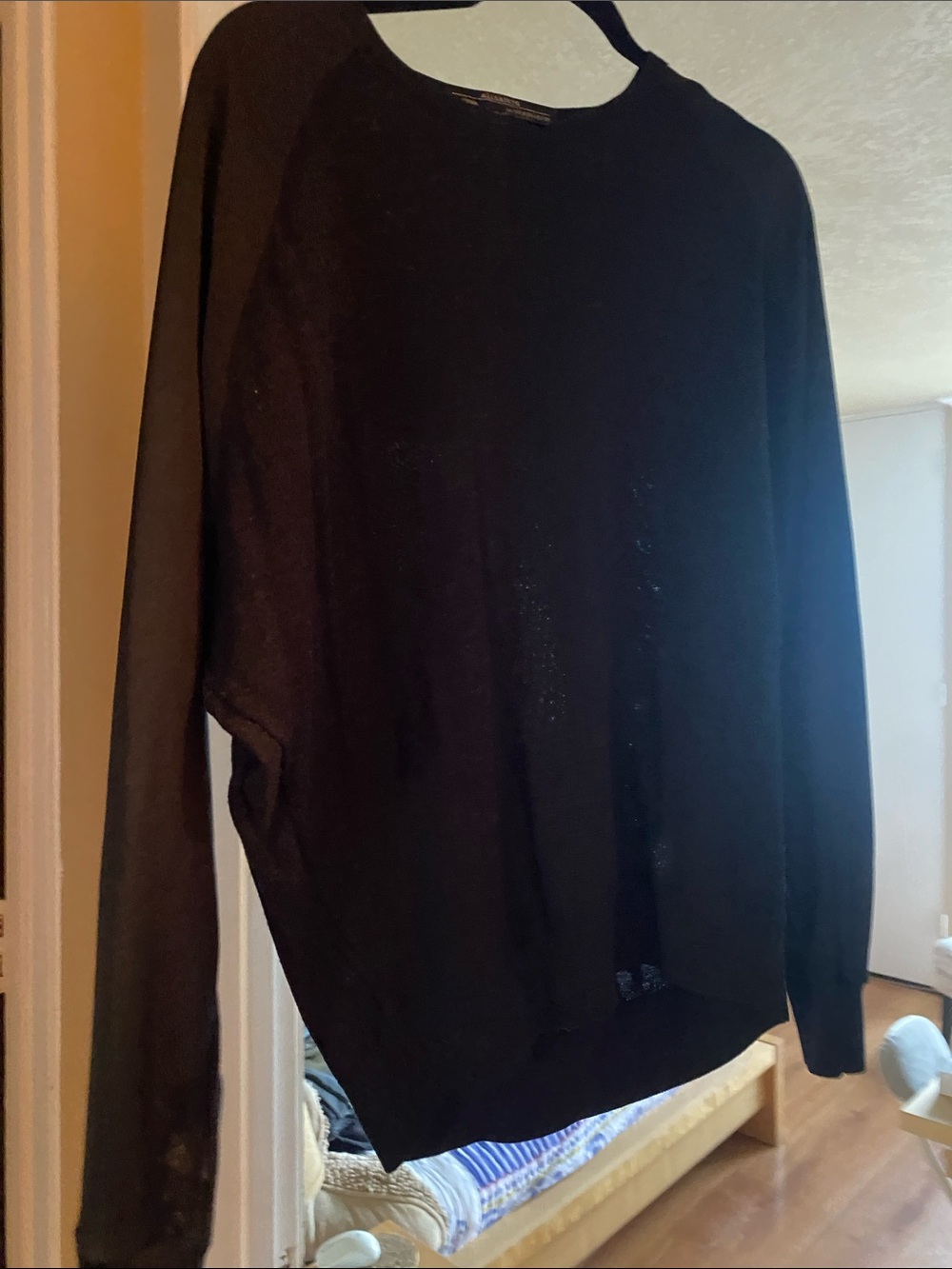 AllSaints Black Crewneck Sweater - Minimal Knit